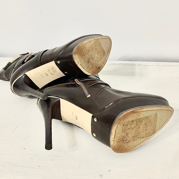 Michael Kors Stockard Platform Stiletto Brown Leather Ankle Booties, Size 7.5 - Picture 11 of 15